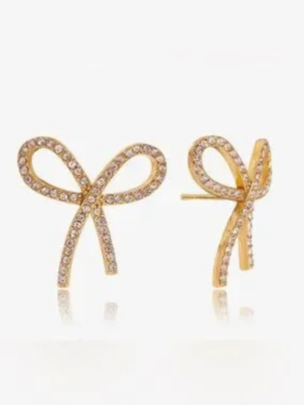 Gold Crystal Bow Stud Earrings (7568)